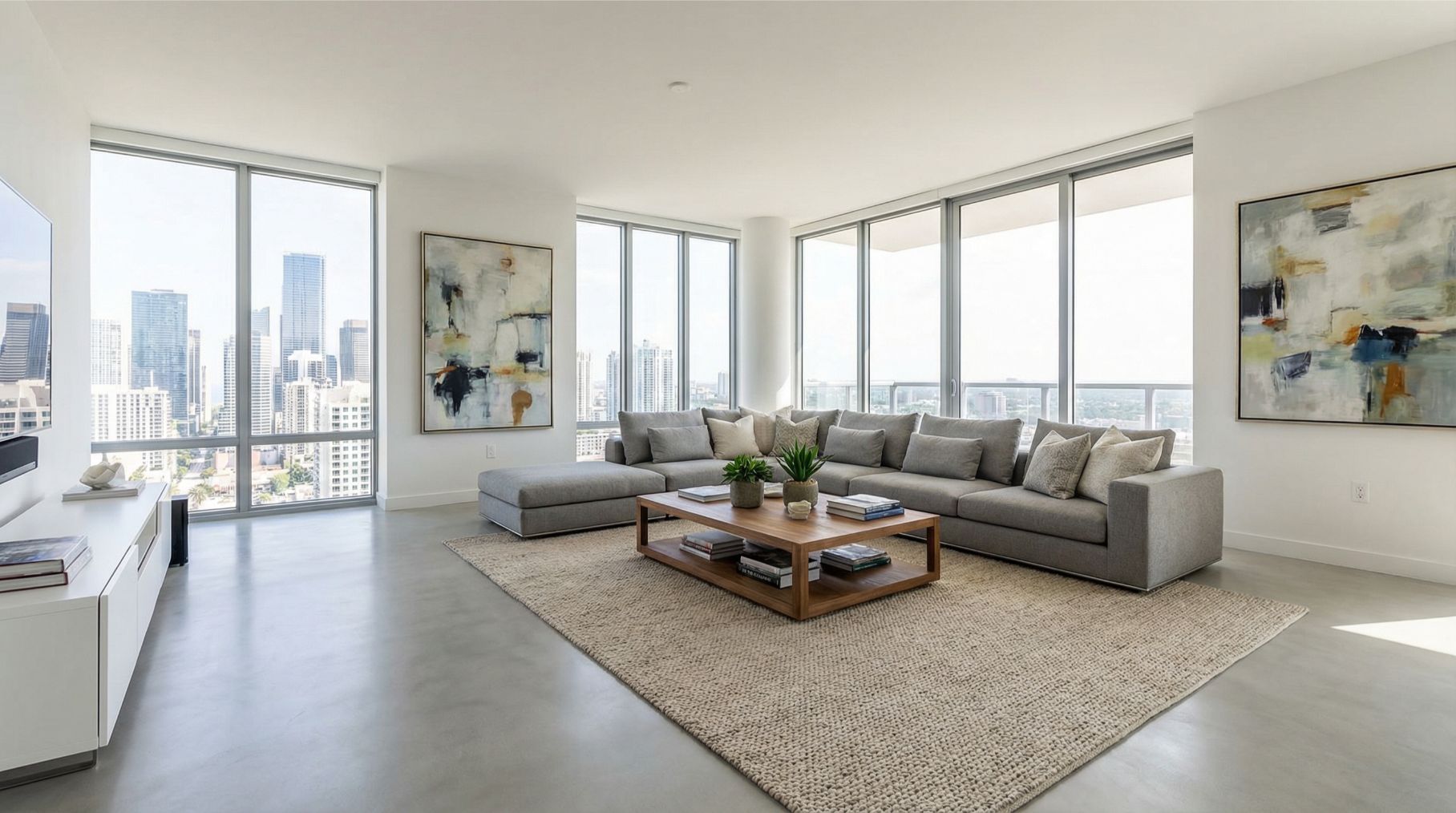 Modern interieur met gietvloer